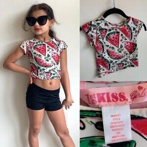 1st KISS Girls Sz 6X Watermelon & Hearts Knit Top